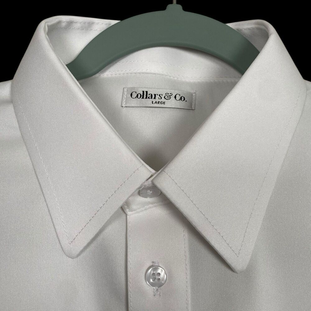 Collars & Co Polo Shirt Mens Large White Point English Spread Dress Collar Work